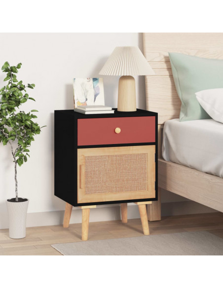 Comodini 2 pz Neri 40x30x55 cm in Legno Multistrato