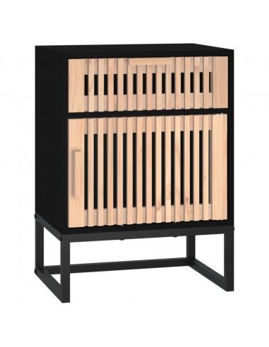 Comodini 2 pz Neri 40x30x55,5 cm Legno Multistrato e Ferro