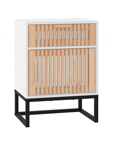 Comodini 2 pz Bianchi 40x30x55,5 cm Legno Multistrato e Ferro