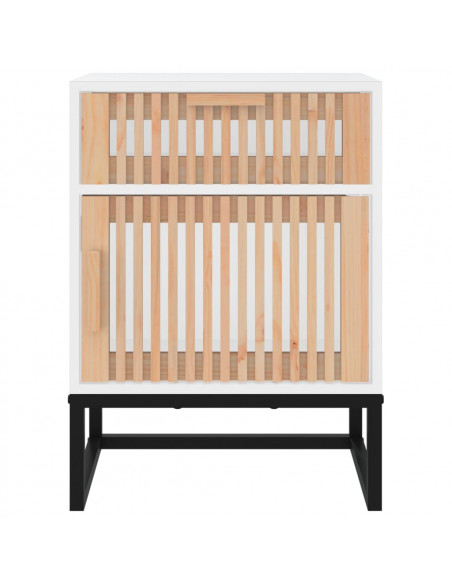 Comodini 2 pz Bianchi 40x30x55,5 cm Legno Multistrato e Ferro