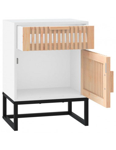 Comodini 2 pz Bianchi 40x30x55,5 cm Legno Multistrato e Ferro