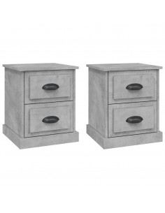 Comodini 2 pz Grigio Cemento 39x39x47,5 cm in Legno Multistrato 2