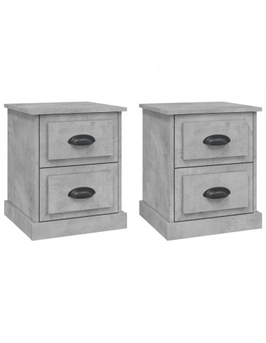 Comodini 2 pz Grigio Cemento 39x39x47,5 cm in Legno Multistrato
