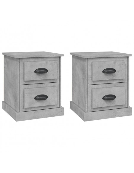 Comodini 2 pz Grigio Cemento 39x39x47,5 cm in Legno Multistrato