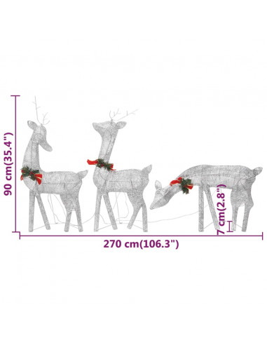 Renne di Natale 6 pz Argento Bianco Freddo in Rete