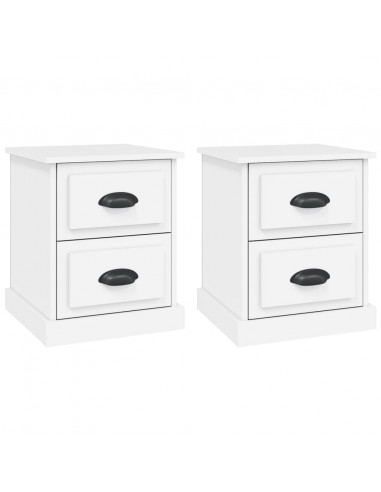 Comodini 2 pz Bianchi 39x39x47,5 cm in Legno Multistrato