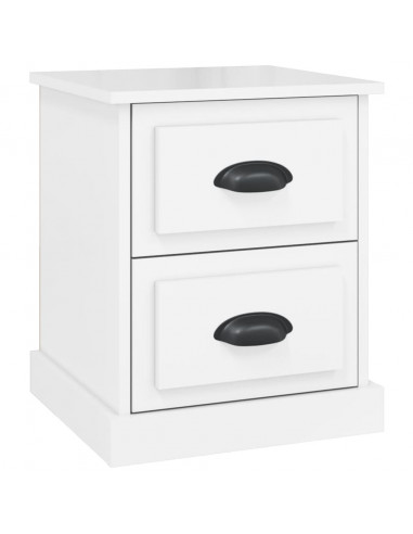 Comodino Bianco Lucido 39x39x47,5 cm in Legno Multistrato