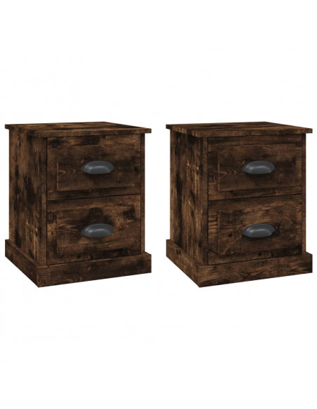 Comodini 2 pz Rovere Fumo 39x39x47,5 cm in Legno Multistrato