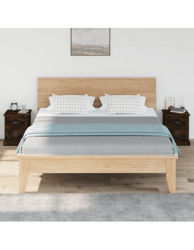 Comodini 2 pz Rovere Fumo 39x39x47,5 cm in Legno Multistrato