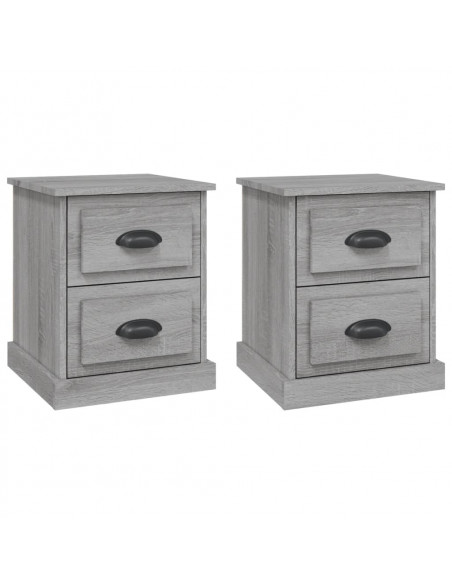 Comodini 2 pz Grigio Sonoma 39x39x47,5 cm in Legno Multistrato