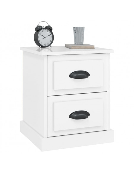 Comodini 2 pz Bianco Lucido 39x39x47,5 cm in Legno Multistrato