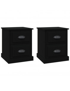 Comodini 2 pz Neri 39x39x47,5 cm in Legno Multistrato 2