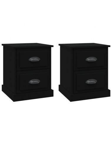 Comodini 2 pz Neri 39x39x47,5 cm in Legno Multistrato