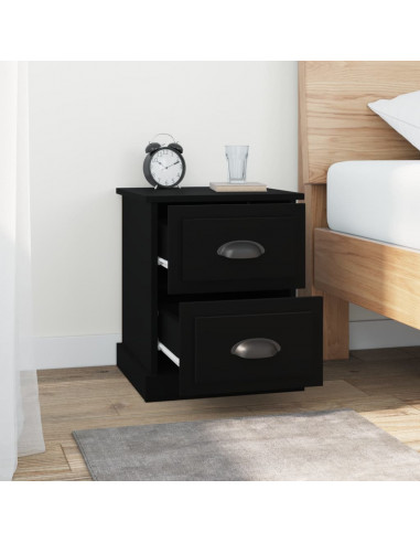 Comodini 2 pz Neri 39x39x47,5 cm in Legno Multistrato