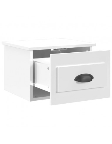 Comodino a Parete Bianco Lucido 41,5x36x28 cm