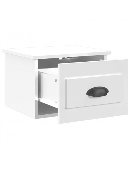 Comodino a Parete Bianco Lucido 41,5x36x28 cm