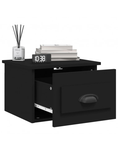 Comodini a Parete 2 pz Neri 41,5x36x28 cm