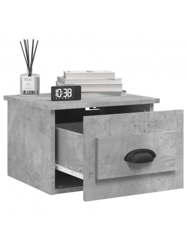 Comodino a Parete Grigio Cemento 41,5x36x28 cm
