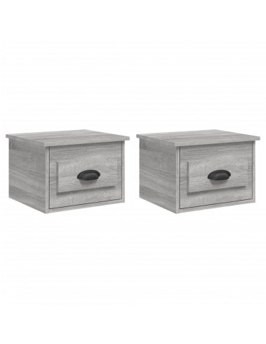 Comodini a Parete 2 pz Grigio Sonoma 41,5x36x28 cm