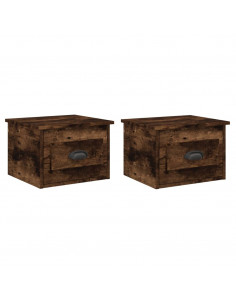 Comodini a Parete 2 pz Rovere Fumo 41,5x36x28 cm 2