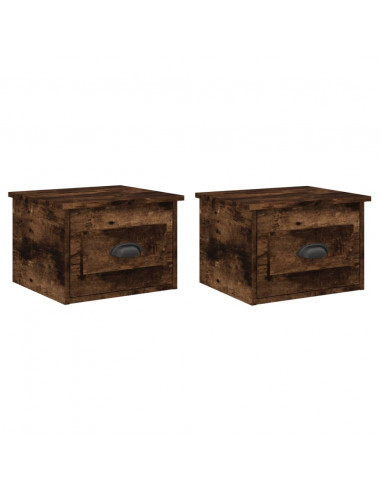 Comodini a Parete 2 pz Rovere Fumo 41,5x36x28 cm