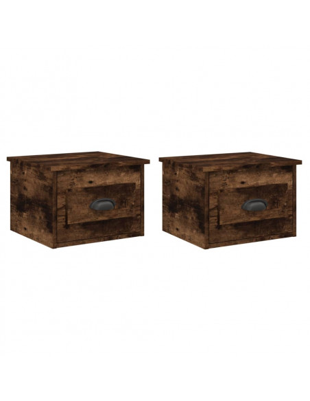 Comodini a Parete 2 pz Rovere Fumo 41,5x36x28 cm