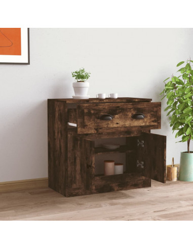 Credenza Rovere Fumo 70x35,5x67,5 cm in Legno Multistrato
