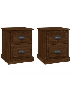 Comodini 2 pz Rovere Marrone 39x39x47,5 cm in Legno Multistrato 2