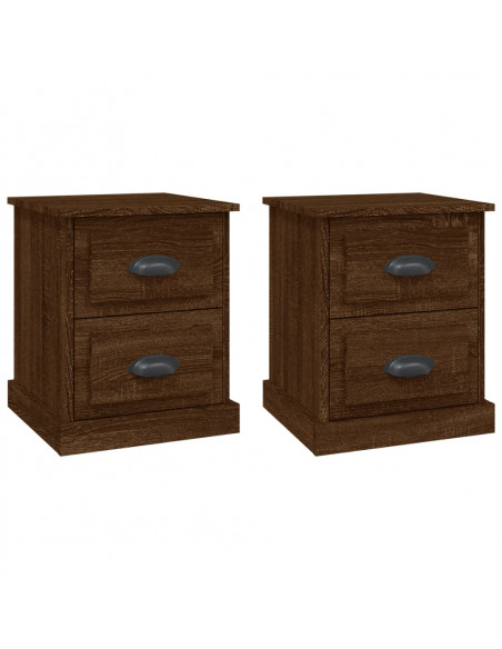 Comodini 2 pz Rovere Marrone 39x39x47,5 cm in Legno Multistrato