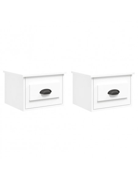 Comodini a Parete 2 pz Bianchi 41,5x36x28 cm