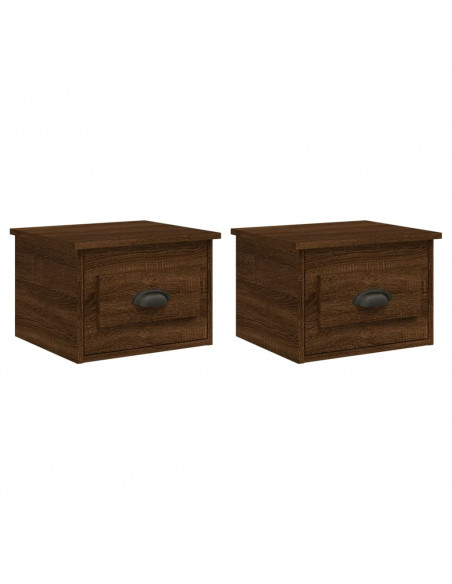Comodini a Parete 2 pz Rovere Marrone 41,5x36x28 cm