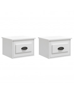 Comodini a Parete 2 pz Bianco Lucido 41,5x36x28 cm 2