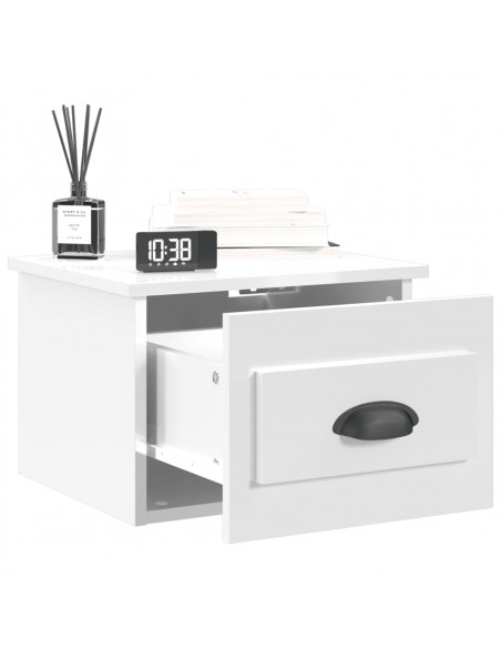 Comodini a Parete 2 pz Bianco Lucido 41,5x36x28 cm