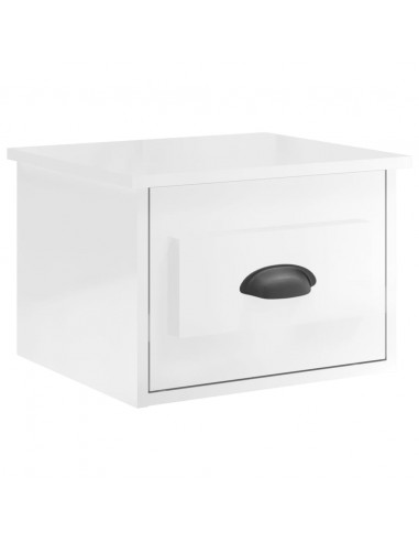 Comodini a Parete 2 pz Bianco Lucido 41,5x36x28 cm