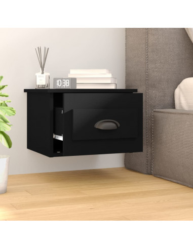 Comodino a Parete Nero 41,5x36x28 cm