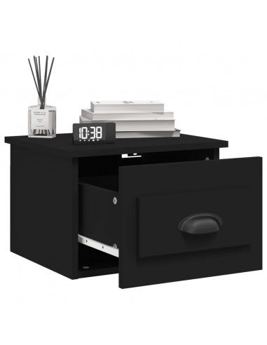 Comodino a Parete Nero 41,5x36x28 cm