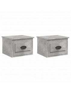 Comodini a Parete 2 pz Grigio Cemento 41,5x36x28 cm 2