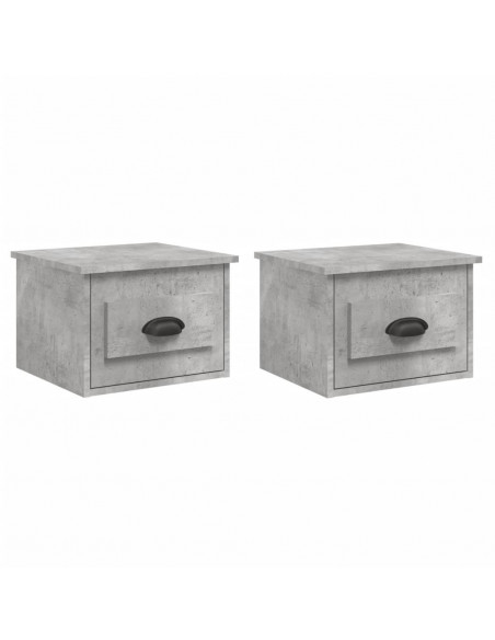 Comodini a Parete 2 pz Grigio Cemento 41,5x36x28 cm