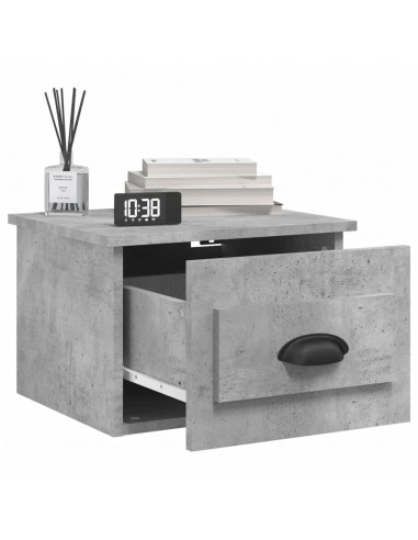 Comodini a Parete 2 pz Grigio Cemento 41,5x36x28 cm