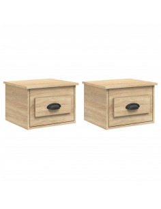 Comodini a Parete 2 pz Rovere Sonoma 41,5x36x28 cm 2