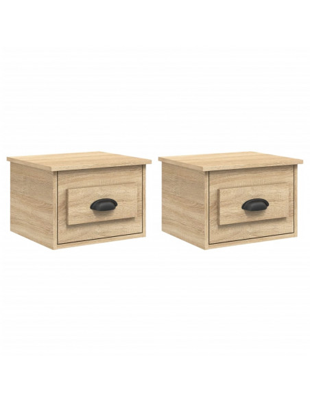 Comodini a Parete 2 pz Rovere Sonoma 41,5x36x28 cm