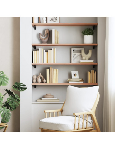 Ripiano Muro Marrone Chiaro 80x30x2 cm Massello Rovere Trattato