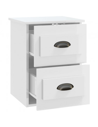 Comodini a Parete 2 pz Bianco Lucido 41,5x36x53 cm