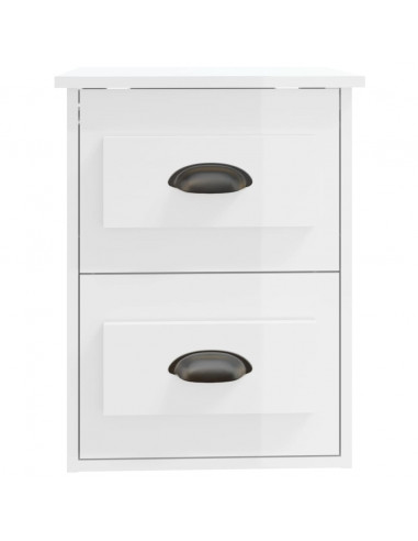 Comodini a Parete 2 pz Bianco Lucido 41,5x36x53 cm