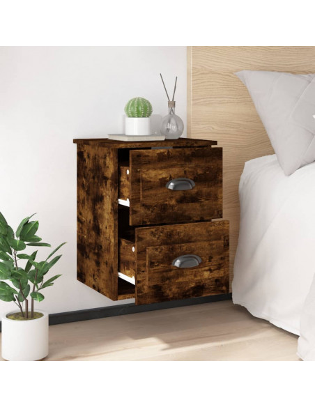 Comodino a Parete Rovere Fumo 41,5x36x53 cm