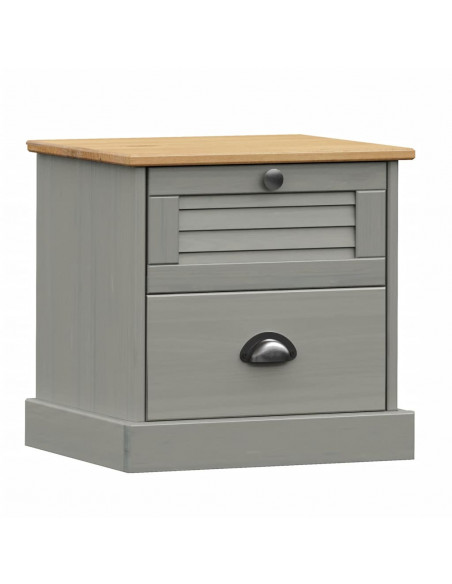 Comodino VIGO Grigio 42x35x42 cm in Legno Massello di Pino