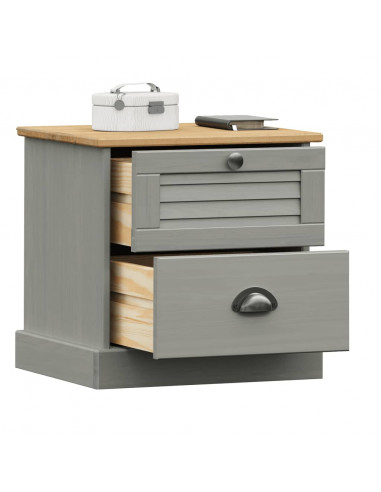 Comodino VIGO Grigio 42x35x42 cm in Legno Massello di Pino