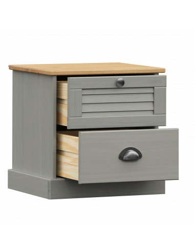 Comodino VIGO Grigio 42x35x42 cm in Legno Massello di Pino