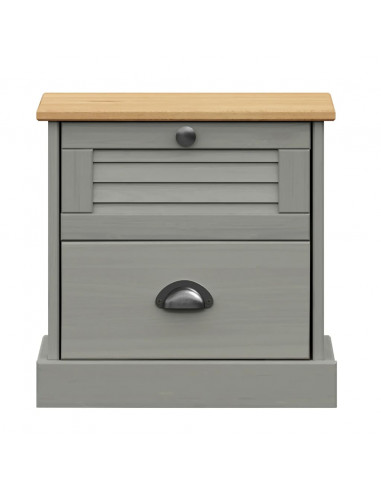 Comodino VIGO Grigio 42x35x42 cm in Legno Massello di Pino