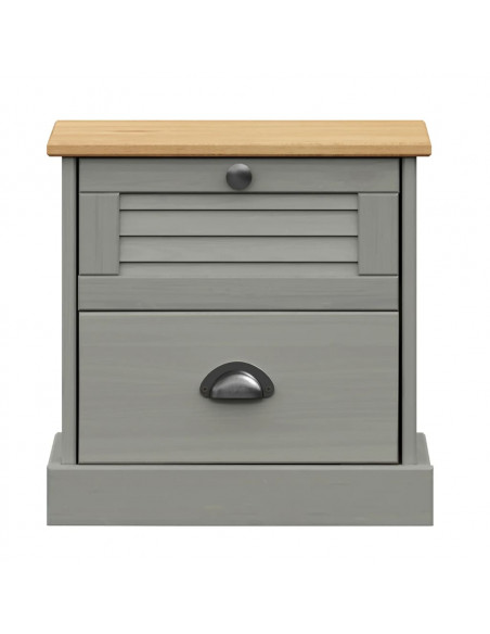 Comodino VIGO Grigio 42x35x42 cm in Legno Massello di Pino